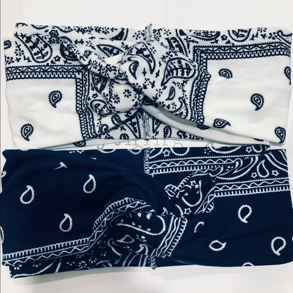 2 pack (white and blue) yoga headbands